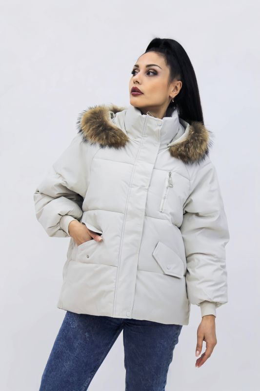 Parka with natural fur demi-season 613