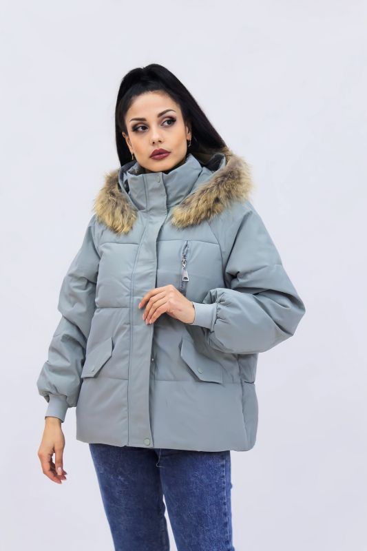 Parka with natural fur demi-season 613